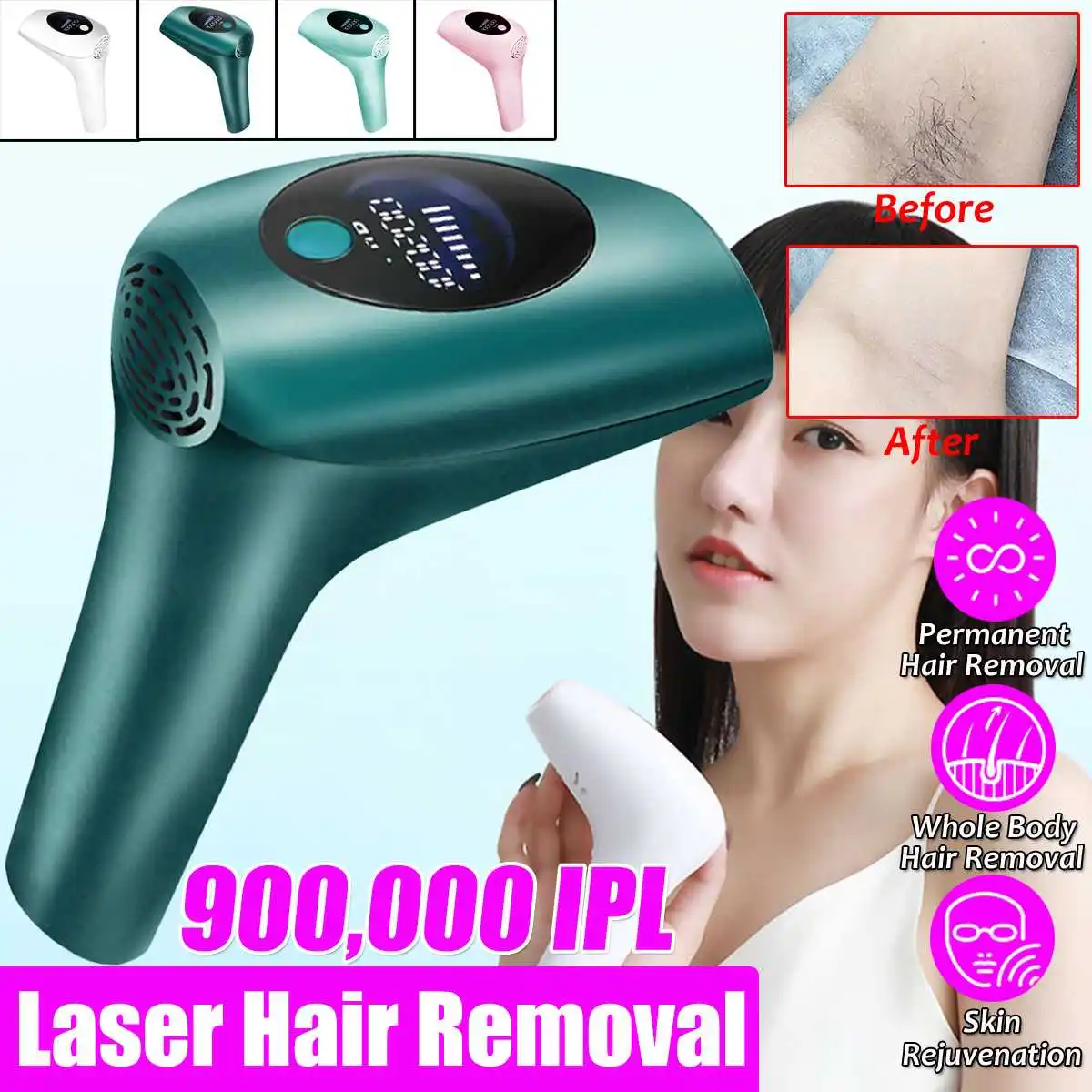 

900000 Pulses IPL Laser Epilator Handheld Depilator Machine Full Body Hair Removal Device Painless Personal Care Appliance New