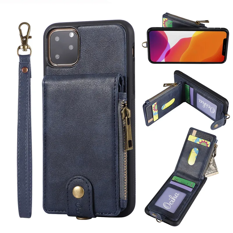 Zipper Wallet Xr Case For iPhone 11 Case PU Leather Card Slot Cover Coque For iPhone 6 6S 7 8 Plus X Xr Xs Max 11 Pro Max Funda