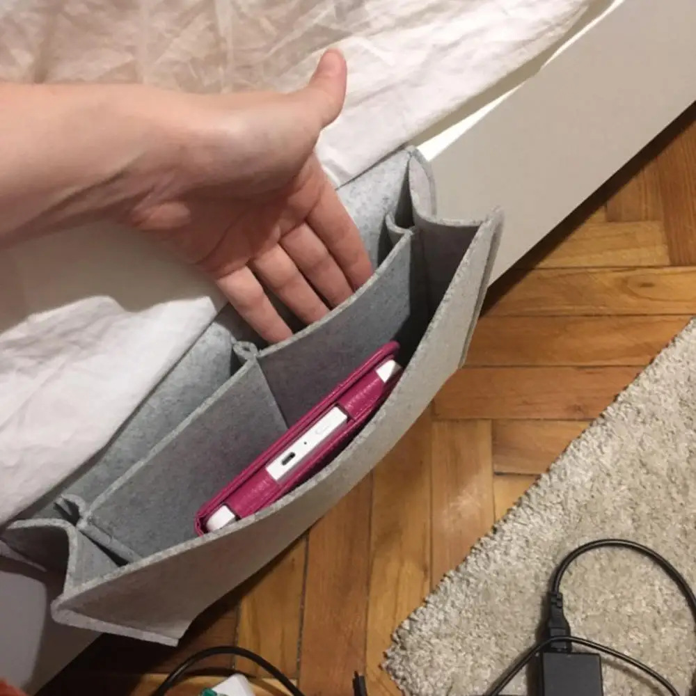 Felt Bedside Pocket Caddy Storage Organizer Hanging Pocket Bed Storage Organizer Space Saving Bag for Sofa Book Holder Felt Bedside Pocket Caddy Storage Organizer Hanging Pocket Bed Storage Organizer Space Saving Bag for Sofa Book Holder