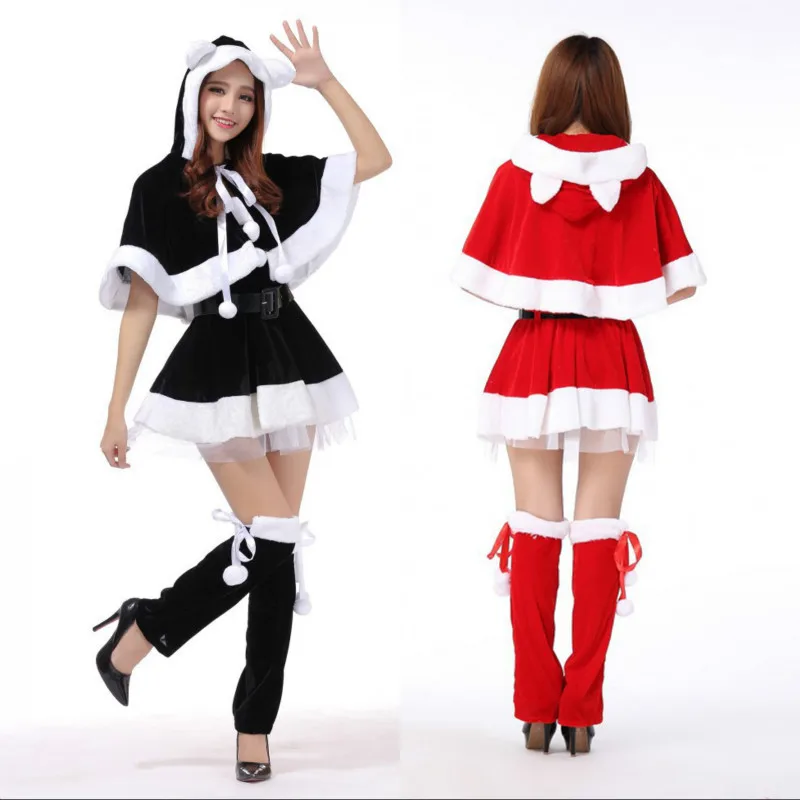 

Christmas Miss Santa Claus Dresses Costume ShawlParty Club Robe Performance Costume Prom Cosplay Clothing for Woman