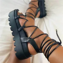 

Women's Gladiator Sandal Woman Platform Wedge Cross Tied Casual Shoe Summer Sexy Lady Ankle Wrap Lace Footwear 2022