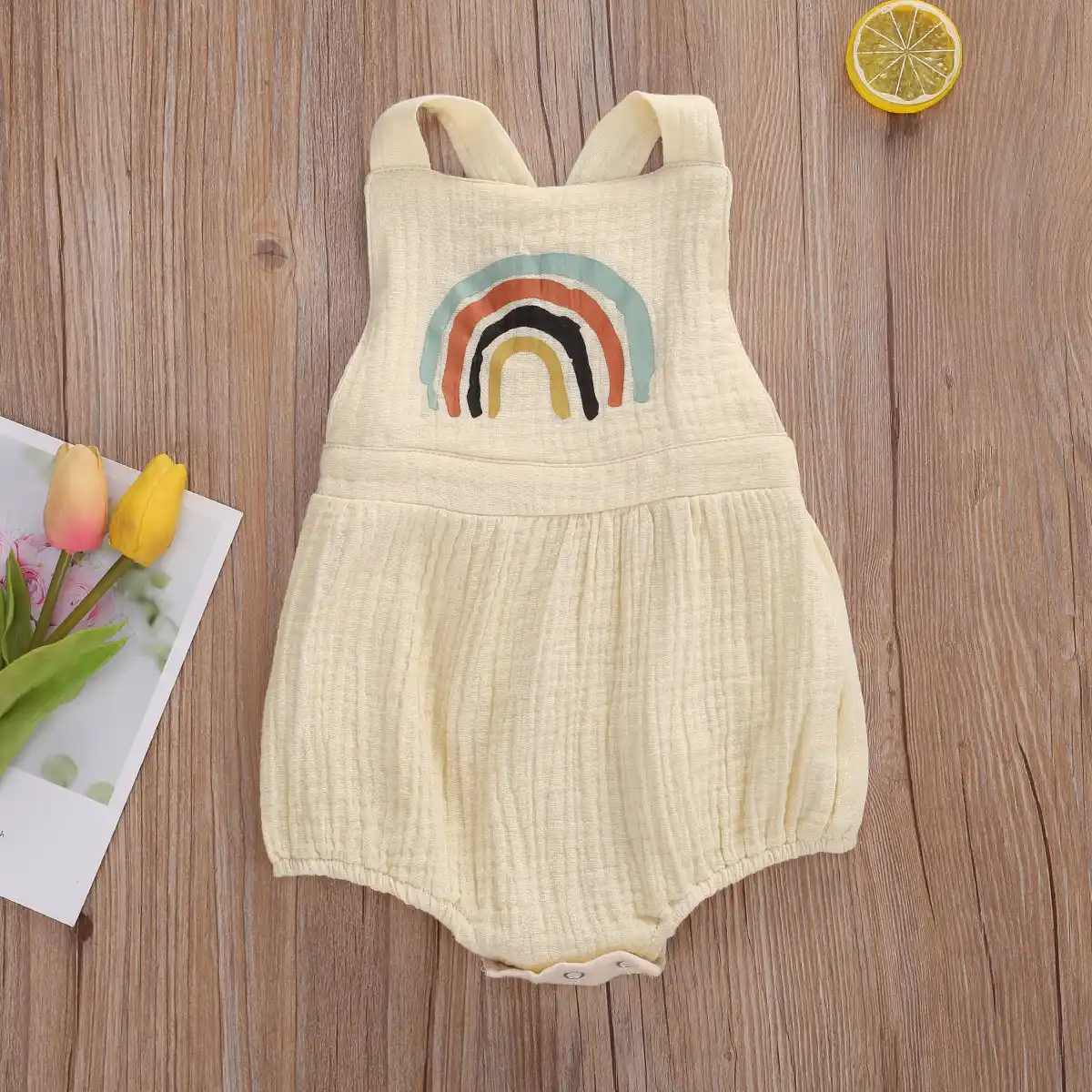 rainbow romper baby girl