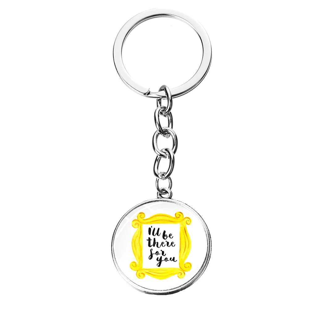 SONGDA Newest Friends TV Show Keychain 25th Anniversary Series Cartoon Fun Pattern Glass Dome Pendant Key Chain for Good Friend - Цвет: Style 24