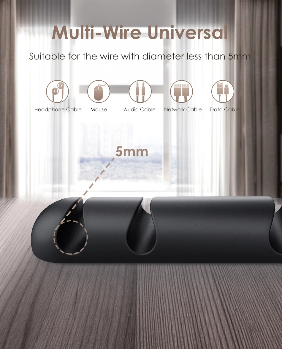 !ACCEZZ 5pcs USB Cable Organizer Wire Winder Holder Earphone Mouse Cord Silicone Clip Phone Cables Line Desktop Line Management (5)