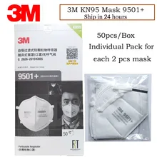 Mascarilla protectora Industrial anti-pm2. 5 KN95, máscara antipolvo, antigripal, anti-virus, con elásticos, 3M, 9501 +, 50 unids/lote