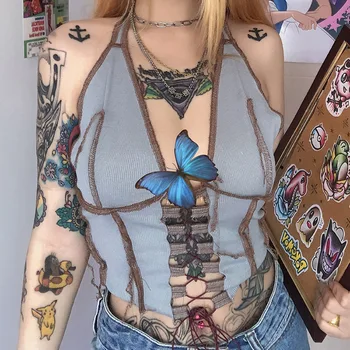 

Autumn New Women's Sleeveless Women Tops Fashion Contrast Color Slimming Short Cropped Vest Women