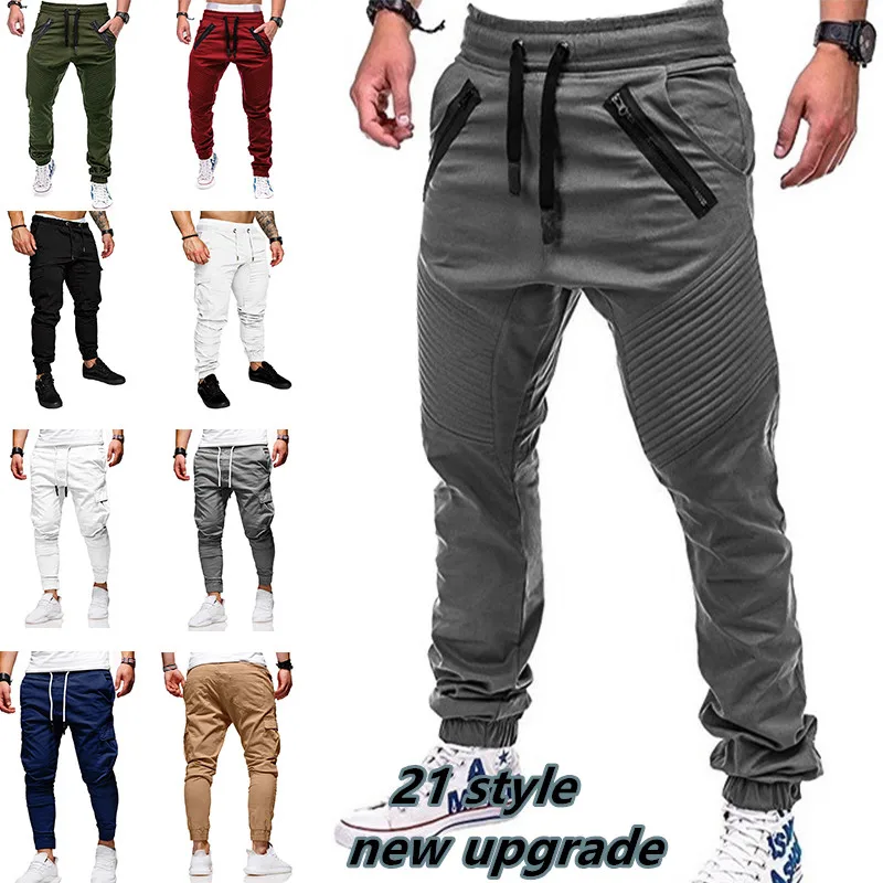 Los hombres Pantalón deportivo Casual Pantalones Hombre corredor de carga pantalones de lápiz Harem pantalones tamaño S-3XL