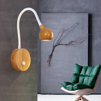 

Nordic Wood Wall Light 3W Morden LED Wall Lamps Bedside Lamp Reading Lamp Direction With Knob Switch Adjustable Indoor Lighting