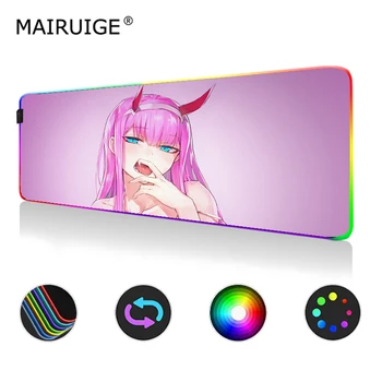 

Anime Sexy Girl Blue Skirt RGB Mouse Pad Demon Slayer Large LED Color Light Game MousePad Desktop Pad with Backlight 900x400