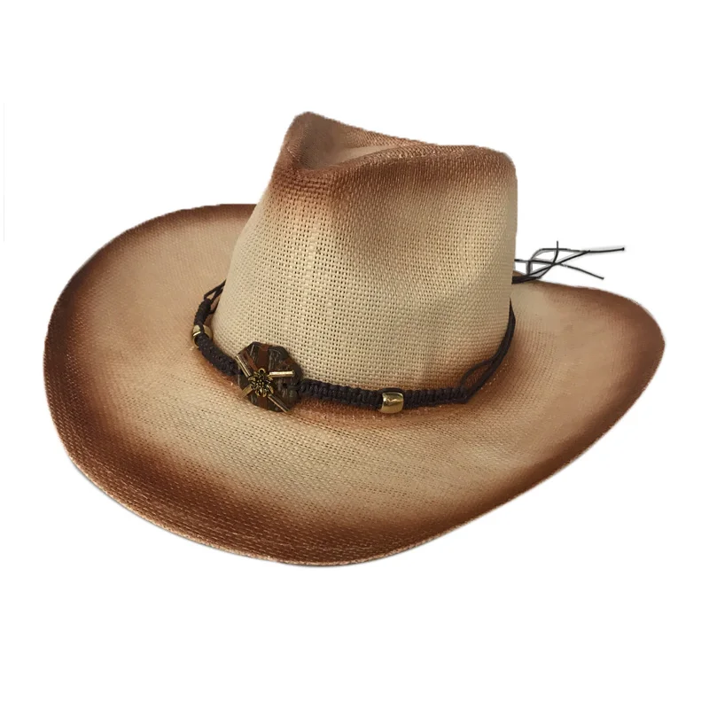 YY ручной работы деревянные ленты Sunhat мужские летние ковбойские джаз шляпа трип Кепка с козырьком от солнца женская панама с широкими полями пляжная кепка CM19024 - Цвет: Wool Cowboy Cap