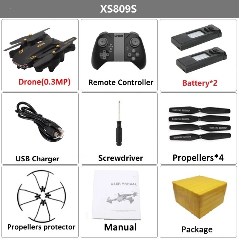 Set2 0.3MP 2B F VISUO XS809S(XS809HW модернизированный) Радиоуправляемый Дрон с 720P широкоугольной HD камерой селфи Дрон FPV складной Квадрокоптер вертолет дроны - Цвет: Set2 0.3MP 2B F