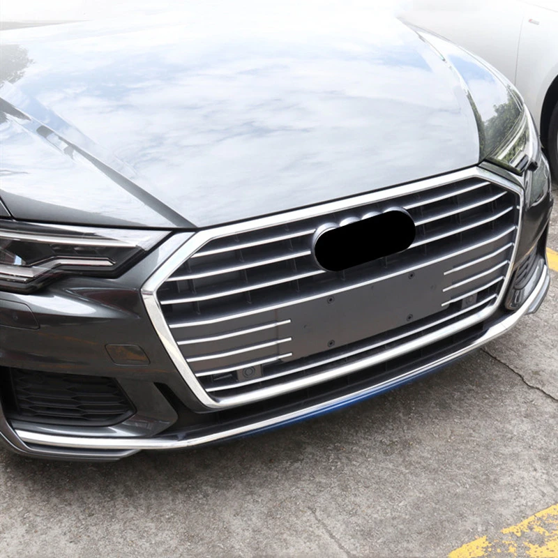 Автомобильный Стайлинг, полоски из нержавеющей стали для Audi A6 C8, накладка на передний бампер, декоративные наклейки, автомобильные аксессуары