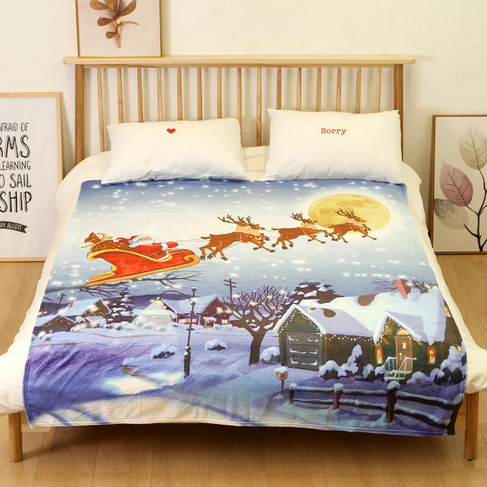 OUNEED одеяло Merry Christmas фланелевый диван-кровать с тканевой обивкой путешествия супер мягкий диван офис дети переносное одеяло 150x200 см#45