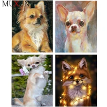 Full Drill Square 5D Diy Diamond Painting Chihuahua Dog Diamond Embroidery Cross Stitch Rhinestones Paintings By Number H8117