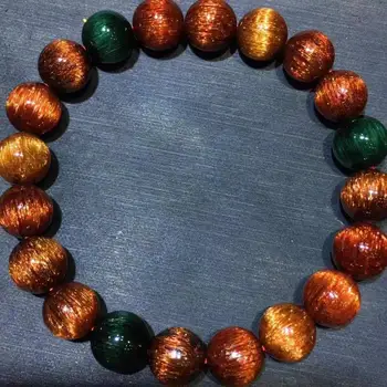 

Natural Copper Colorful Rutilated Quartz Bracelet Rare 10.3mm Crystal Cat Eye Clear Round Beads Certificate AAAAAA