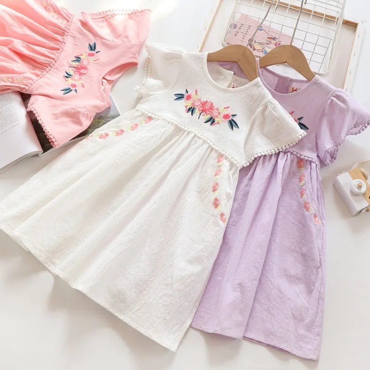 INS/Хлопковое платье для девочек; популярное весеннее детское платье принцессы; красивые платья с цветочной вышивкой