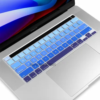 

For MacBook Pro 16 Inch 2019 Touch Bar and Touch ID A2141 Rainbow Color Silicone US Version English Keyboard Skin Cover Washable