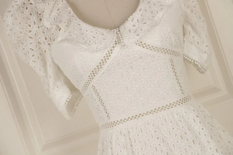 EDGLuLu мини-платье сладкий колледжа пикантные повседневные пляжные вечерние элегантные белые; рукав-фонарик; кружевные женские летние платья