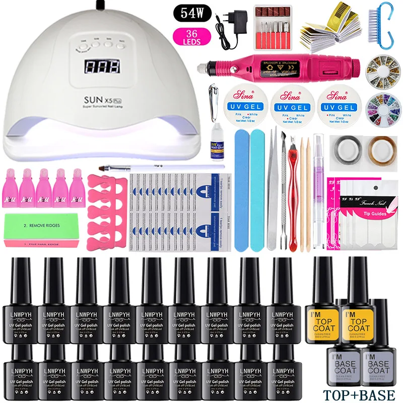 Precio Especial LNWPYH-secador de uñas con lámpara LED UV, Kit de esmalte de Gel para uñas, herramientas de manicura, taladro eléctrico, 18/12 Uds. Eq1L6j5W