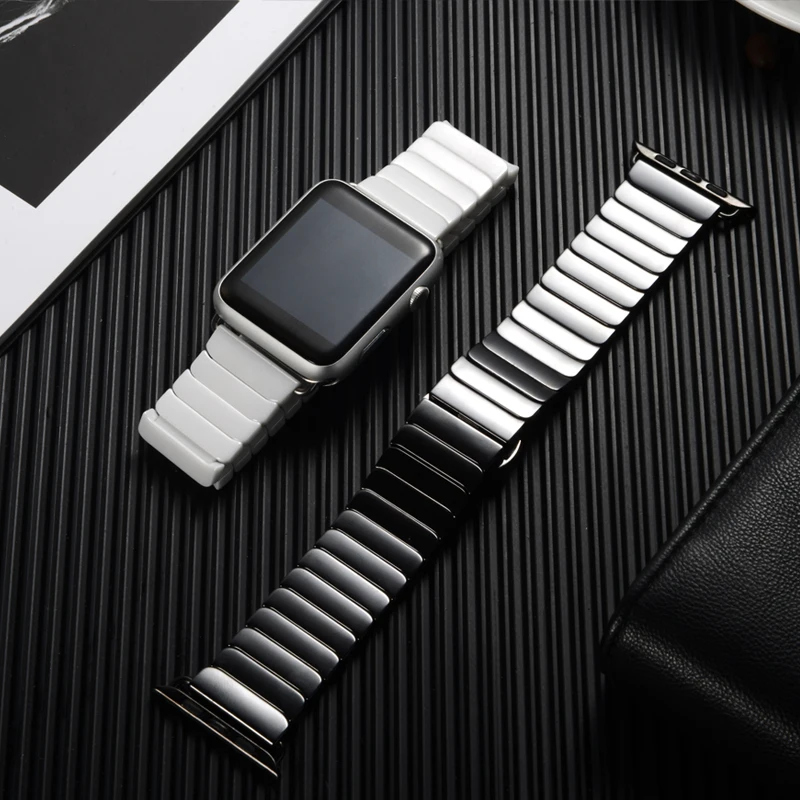 Керамический ремешок для Apple Watch 44 мм 40 iwatch 42 38 роскошный браслет с пряжкой из