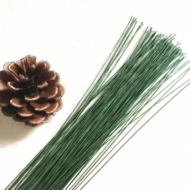 40PCS 40cm Length Paper Coated Green Iron Wires For DIY Nylon Flower / Flower Material Hand-made DIY
