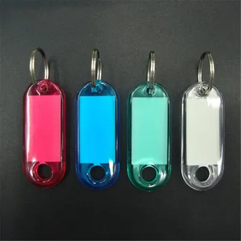 

30 Pieces Colorful Plastic Keychain Key Tags Id Label Name Tags With Split Ring For Baggage Key Chains Key Rings Sale