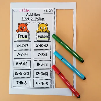 

Addition and Subtraction True or False Arithmetic Paper Preschool Learning English Language Kindergarten Workbook Coloring Books