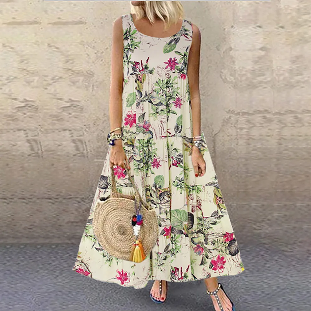 Летнее богемное пляжное платье Большие размеры Женское модное повседневное