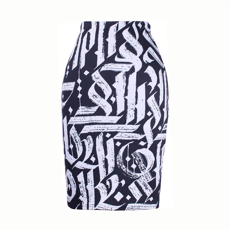 Черные золотистые гофрированные юбки-карандаш с геометрическим принтом для девочек, женские Облегающие юбки - Цвет: WWP103