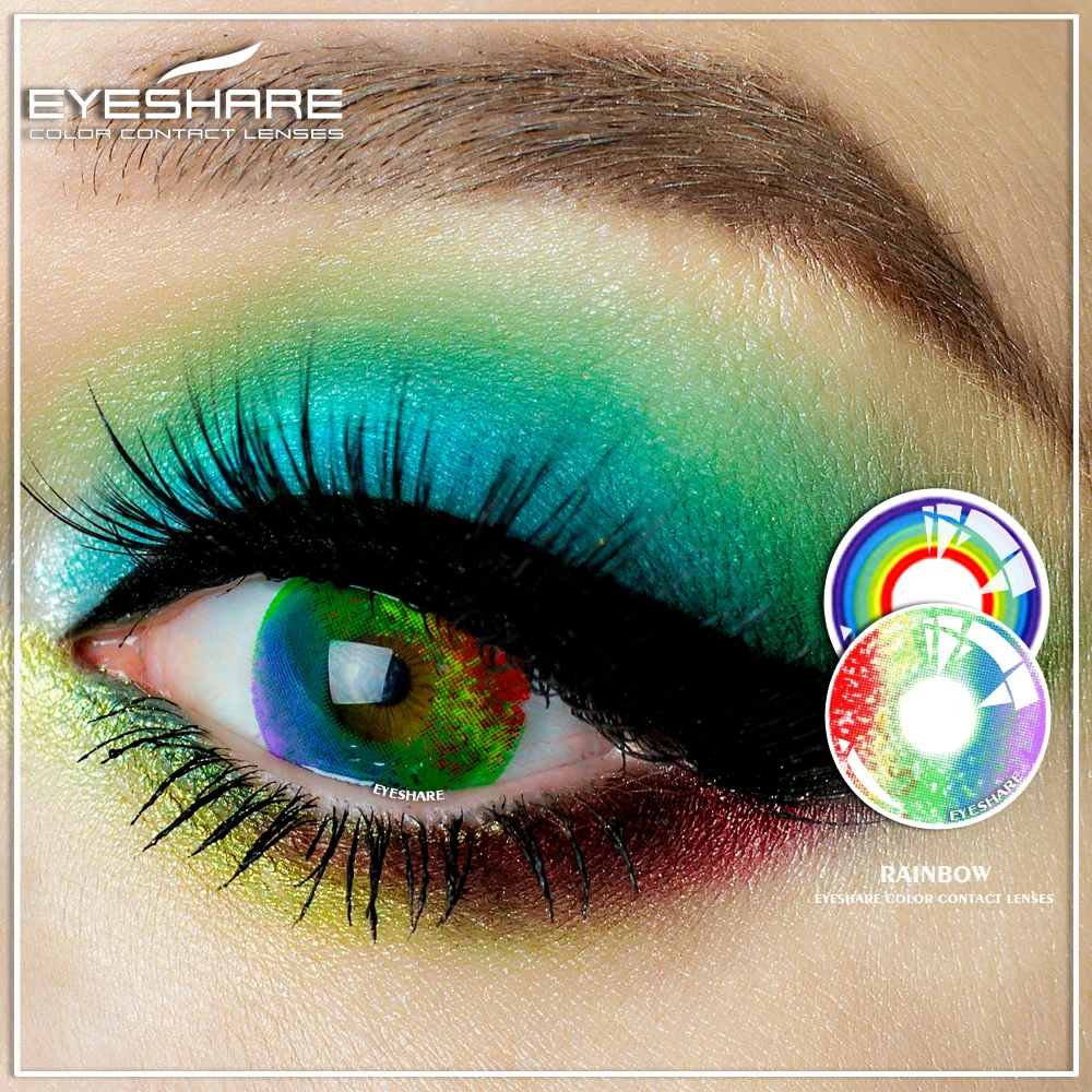 EYESHARE 1 Pair Rainbow Series Halloween Contacts Contact Lens for cosplay Cosmetic Contacts Lenses Eye Color
