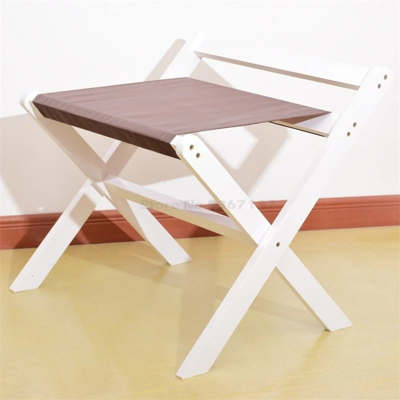 Hotel Luggage Rack Bedroom Shelf Floor Folding Home Bedside Clothes Room Solid Wood Hotel Furniture - Цвет: Buff