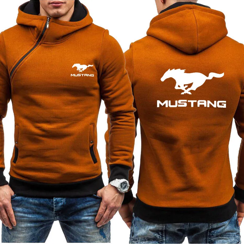 Толстовки для мужчин Mustang логотип автомобиля толстовка модная Толстовка весна осень флис хлопок куртка на молнии хип хоп Harajuku Мужская одежда H