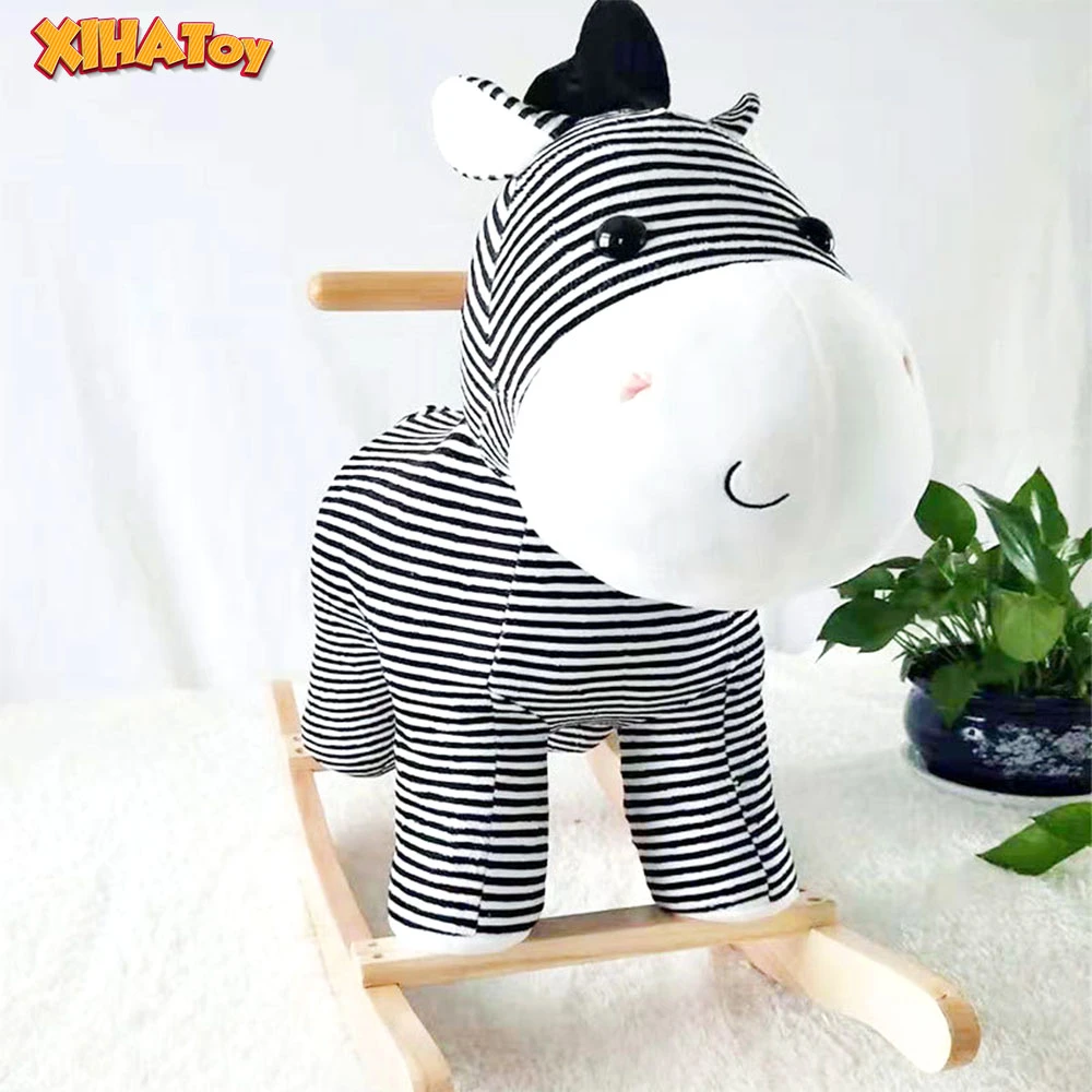 Xihatoy Ins Zebra Wooden Horse Rocking Chair Seat Children S Photography Props Plush Toys Exercise Kids Birthday Gift Aliexpress