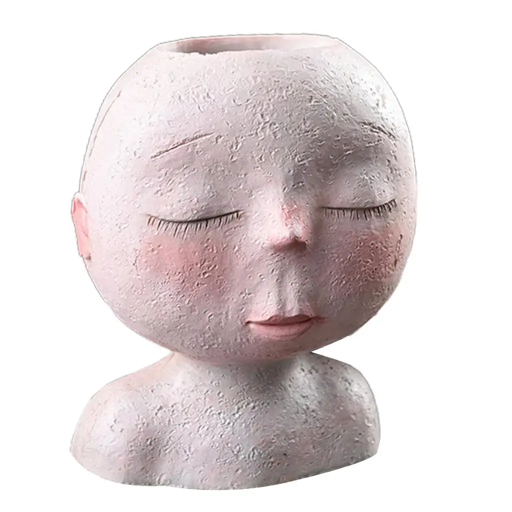 

Resin Artistic Portrait Sculpture Flower Pot Nordic Human Head Vase Garden Home Decor Plant Pot Vase Planter Succulent Pot Pen H