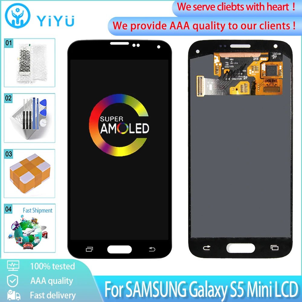 ЖК дисплей AMOLED 4 5 дюйма для SAMSUNG GALAXY S5 Mini G800 с сенсорным экраном и дигитайзером mini