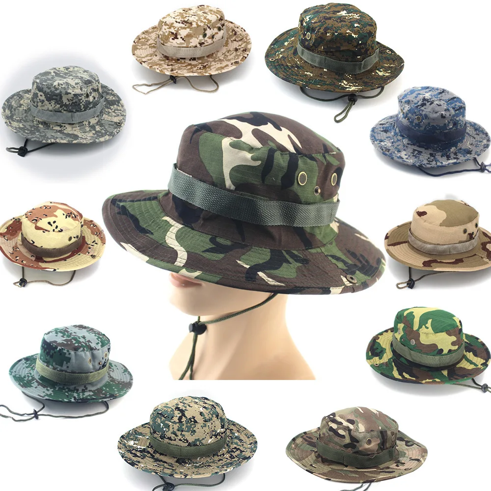 Camouflage Bucket Hat Cap Cotton Fishing Military Hunting Safari Summer Outdoor 