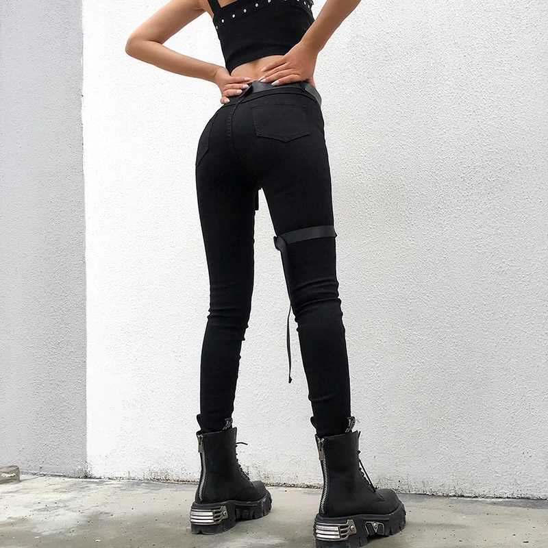 Online Rockmore Punk Cargo Pantalones mujer ajustado Moto y motociclista Streetwear Joggers pantalones de cintura alta pantalones ajustados pantalones de chándal mujer otoño