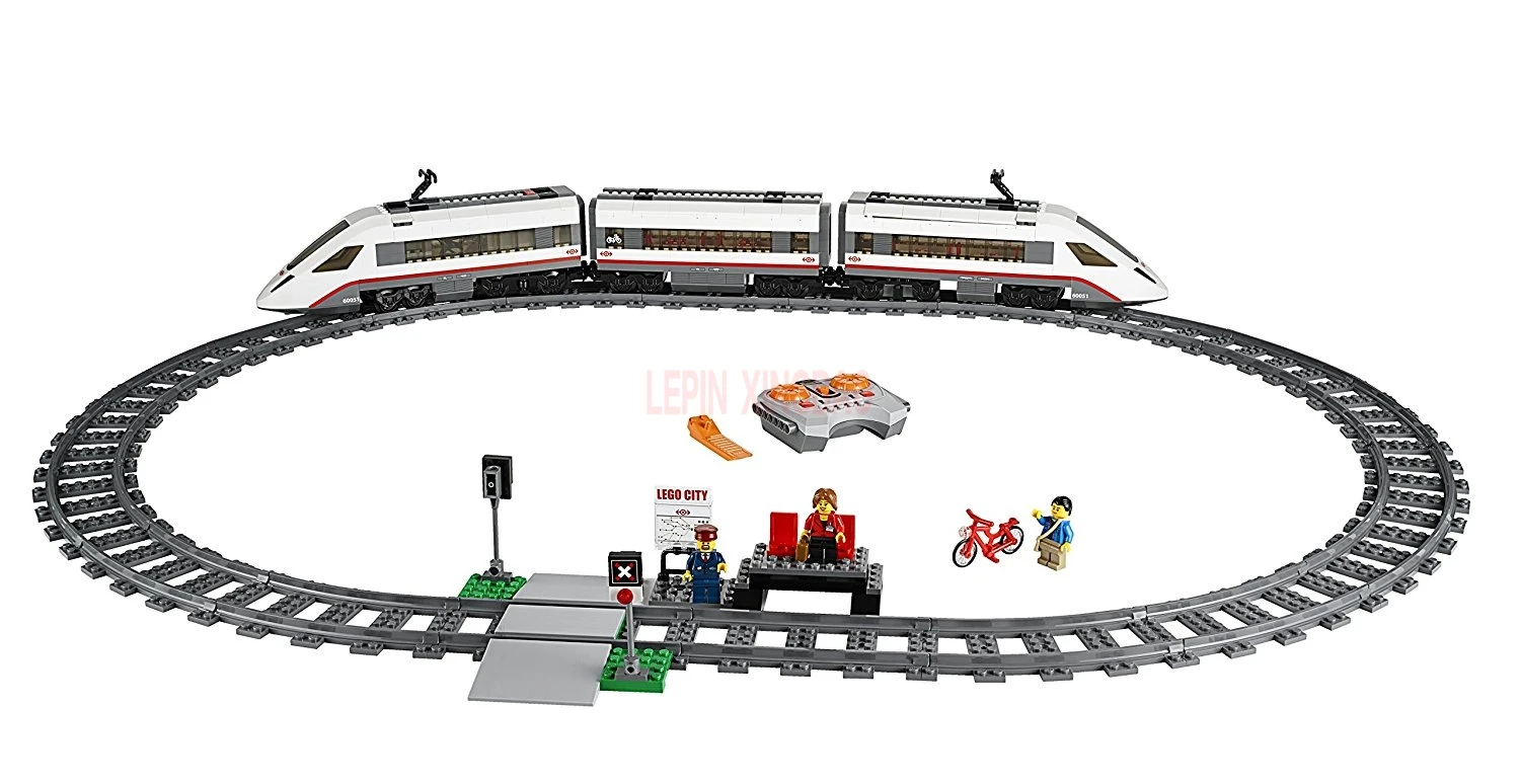 LP 02010 Technic наборы Высокоскоростной Пассажирский поезд дистанционное управление Грузовики Набор строительных блоков Кирпичи LPings игрушки Клон 60051