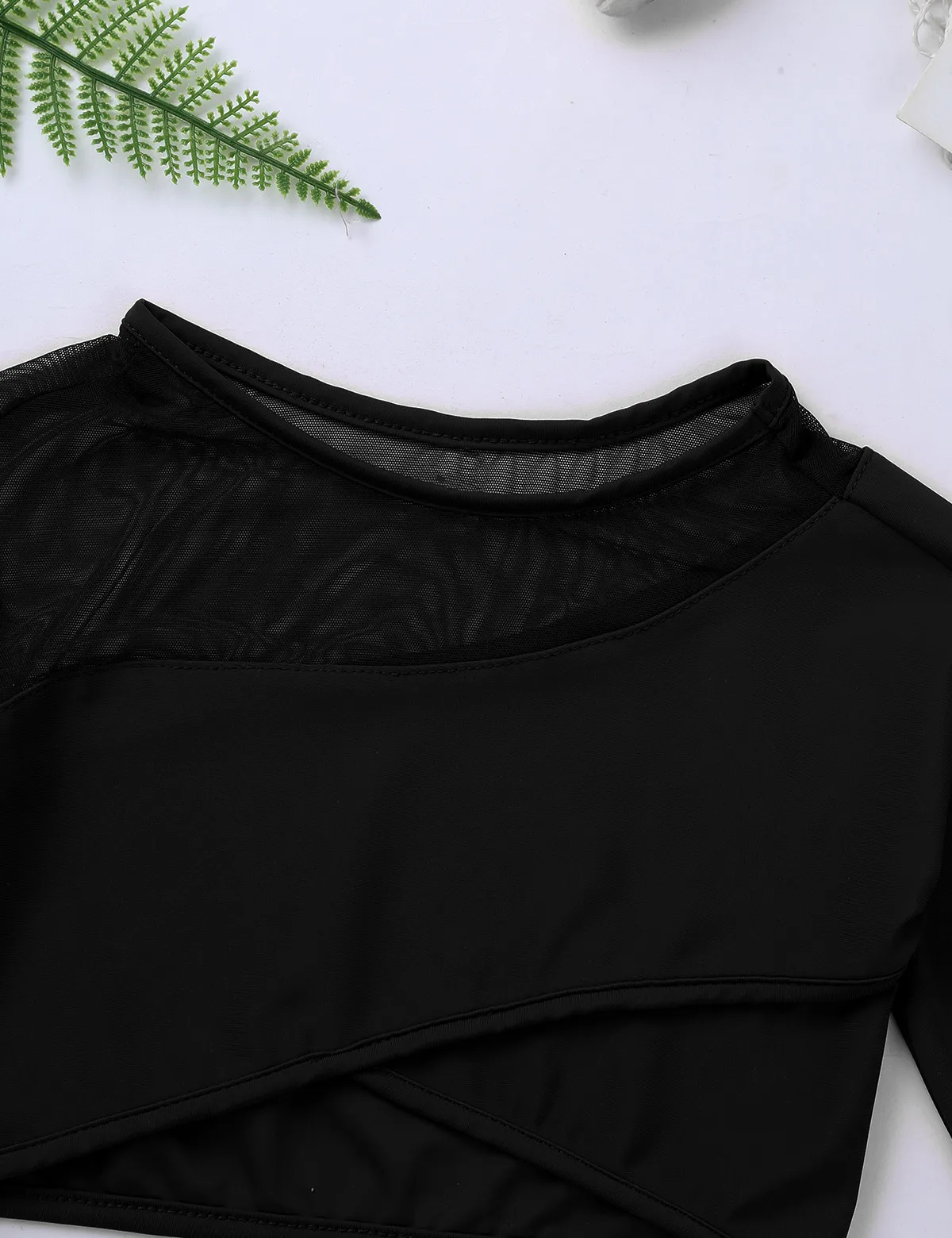 Girls Tank Tops Kids 3/4 Sleeves Asymmetrical Tops Crop Top Children Girls Ballet Dance Stage Performance Workout Gymnastics Dance Crop Top