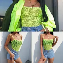 Женщины без бретелек без рукавов Спагетти ремень см выше колена, мини-ремень, кружева через Летнее белье Комбинезоны