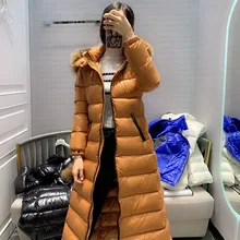 Зимний модный эластичный пояс А-силуэта модель X-Long женский пуховик 3 цвета белый черный желтый