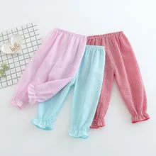 Новые летние однотонные льняные плиссированные детские штаны длиной до щиколотки для маленьких мальчиков 2-7 лет, штаны-шаровары для детей