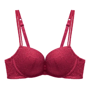 

Elovegirl Red Bra No Steel Ring Push Up Sexy Women Bras Lace Bralette Lingerie Small Chest Adjusts Bra Female Underwear