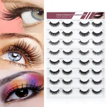 

16 Pairs False Eyelashes Excellent Durable Artificial Nylon Yarn Handmade Thick Natural Long Eyelash Eyes Makeup Tool