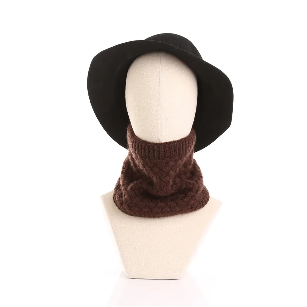 Dark Brown Топ яркого цвета с вырезом на шнуровке трикотажная ожерелье из шерсти и кепки пользуются популярностью в Европа и Америка в осенне-зимний период - Цвет: Dark Brown