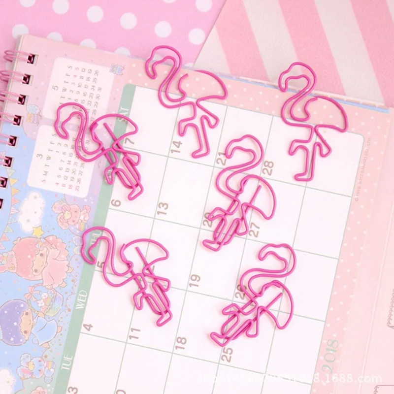 

1Pcs Beautiful Flamingo Bookmark Planner Paper Clip Metal Material Bookmarks For Book Stationery School Office Supplies