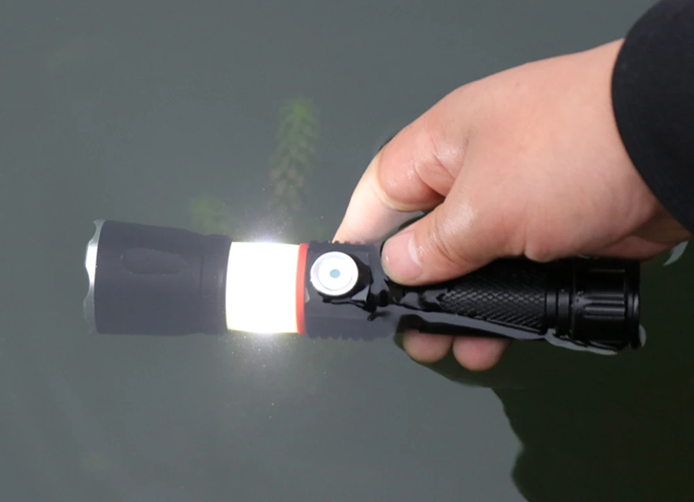 Многофункциональный T6 светодиодный светильник-вспышка, COB светильник с магнитом на хвосте, масштабируемый водонепроницаемый светильник-вспышка для наружного кемпинга, светильник