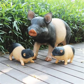 

Cute PIG Statue Simulation Playful Pig Outdoor Cartoon Small Animal Sculpture Resin Crafts Action Figure Toy P1595