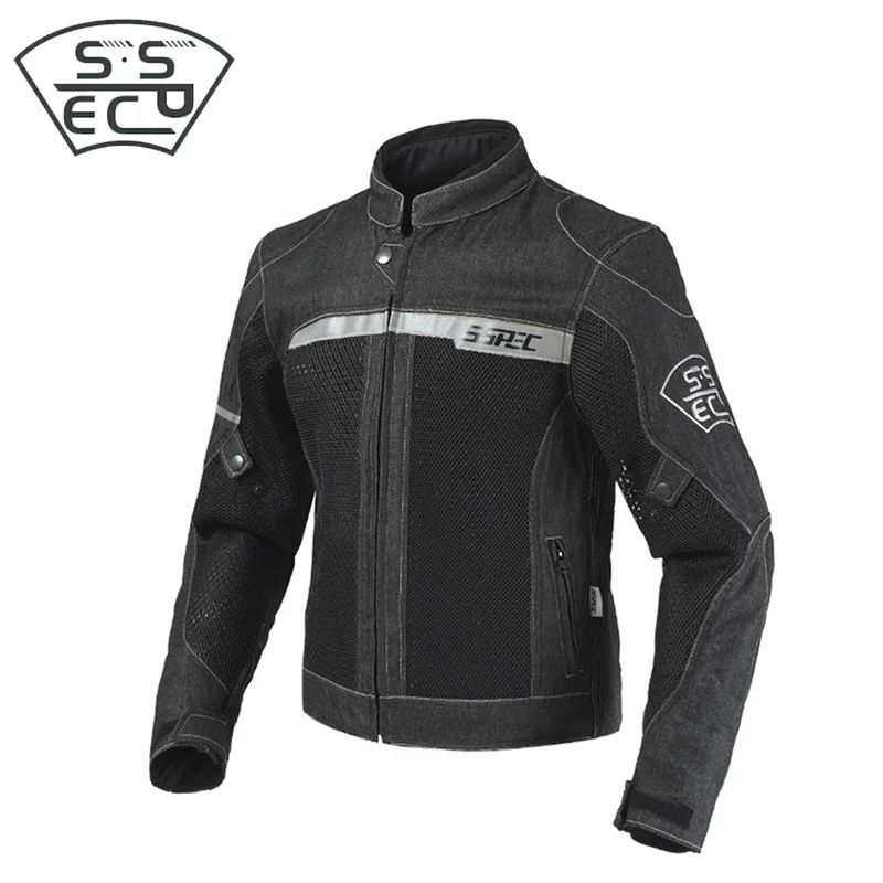 Chaqueta de mezclilla de verano transpirable para motocicleta, chaqueta reflectante, chaqueta de carreras, chaqueta protectora - Цвет: BLACK