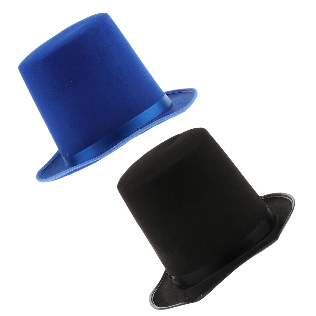Fun Plain Felt Satin Hat Circus Magician Cap Costume Dressing up Accessory Favor for Men Women